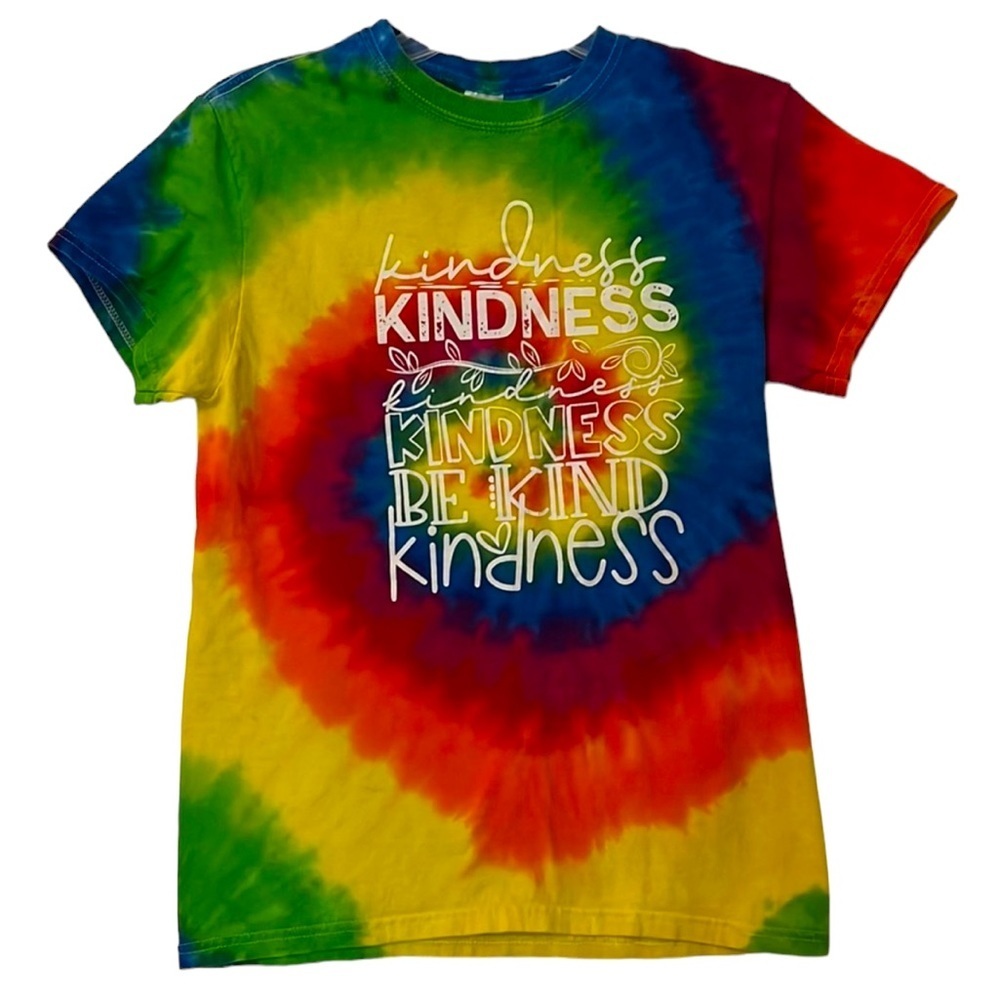 Colortone women’s tie dye Kindness short sleeve graphic tshirt, size sma…